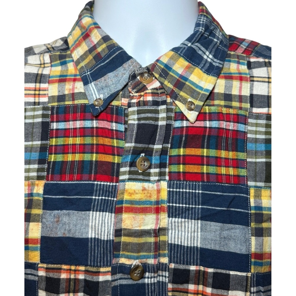 Eddie Bauer Multicolor Patchwork Plaid Button-Dow… - image 5